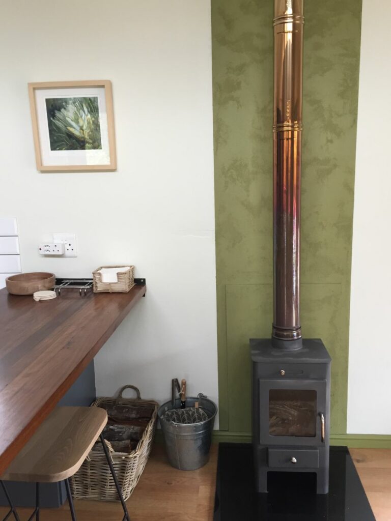 Cottage wood-burning fireplace